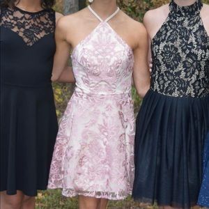 Rose gold and tan homecoming dress